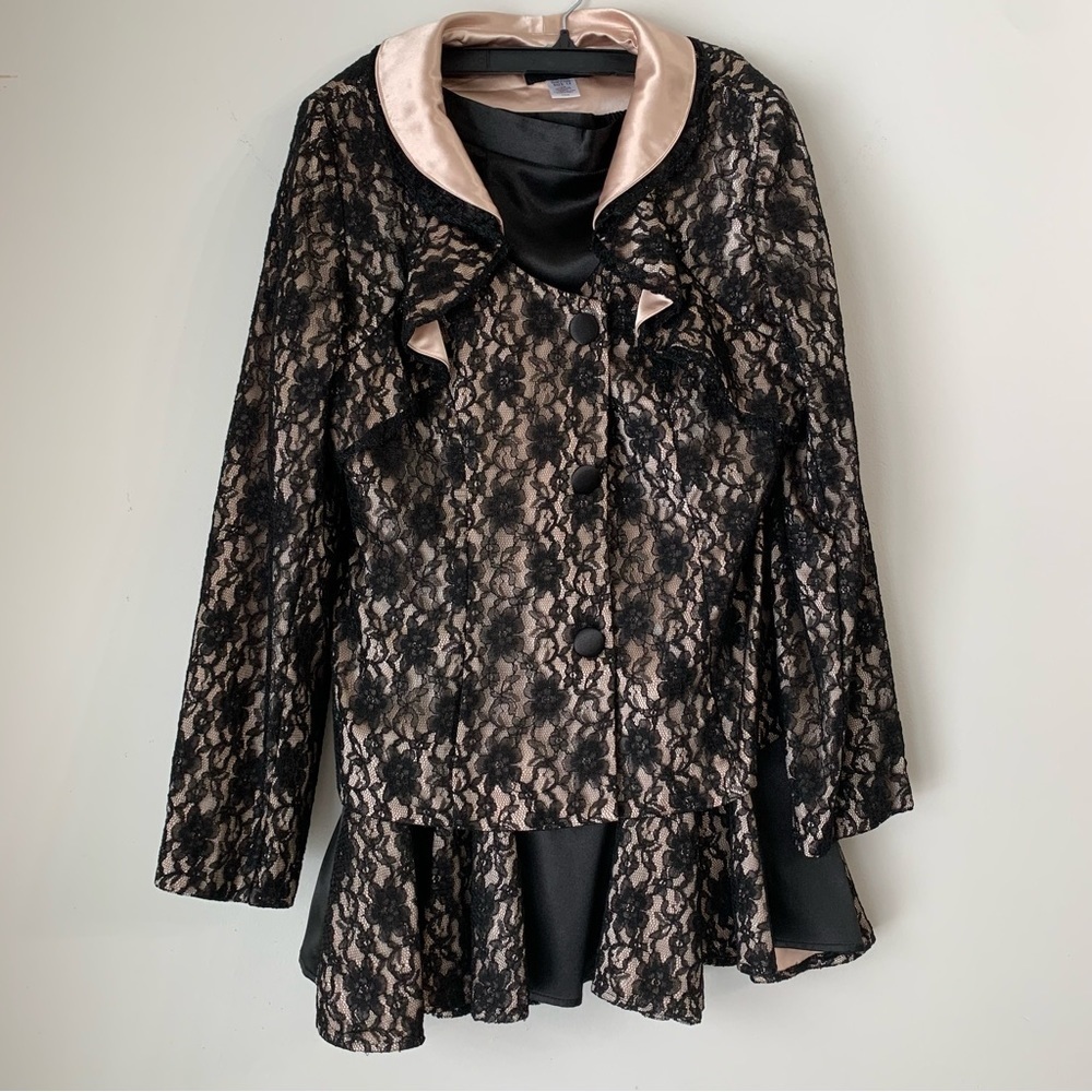 Ashro Skirt Suit Set jacket Blazer and Black Skirt matching set Size Large 12